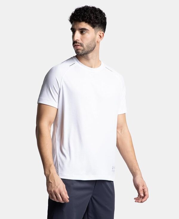 Men's Lightweight Microfiber Solid Round Neck Half Sleeve Active Wear T-Shirt White